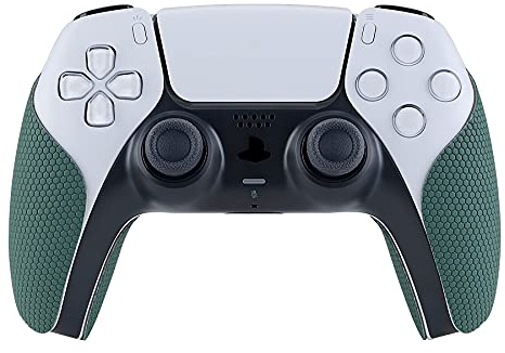 eXtremeRate PlayVital Pegatina para ps5 - Adhesivo de Silicona Antideslizante, Skin de Goma para ps5 Control, Protector con Textura para Mejor Agarre en el Mando (Verde)