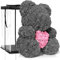 ROSEBEAR Blumenbär mit Geschenkbox - Rose Bear aus ewigen Rosen in voller Farbe - Geschenk für Ihn & Sie zum Jahrestag Geburtstag Muttertag Hochzeitstag (40 cm Grau mit Herz)