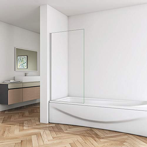 800x1400mm Fixed Square Bath Screen 6mm Safety Tempered Glass Over Bath Single Panel Shower Screen