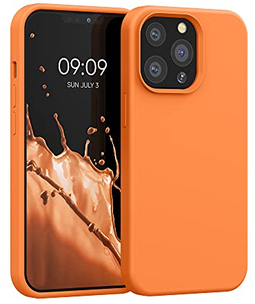 kwmobile Carcasa Compatible con Apple iPhone 13 Pro Funda - Case TPU y Silicona antigolpes - Apto Carga inalámbrica - Naranja afrutado