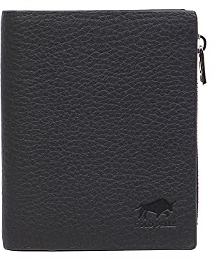 Solo Pelle® Slim Wallet KOMPA mit Münzfach [bis zu 13 Karten] Slimwallet [RFID-Schutz] Kartenetui [Leder] Smart Wallet für Männer und Damen (Matt Schwarz)