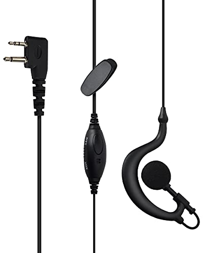 UAYESOK Polizei Sicherheits Ohrhörer, G-Form 2-Pin Headset Inline-VOX/PTT-Mikrofon Mikrofon für Midland G6 G7 G7Pro G9 GXT550 Alan42 Alan52 Walkie Talkie 2-Wege-Funkgerät