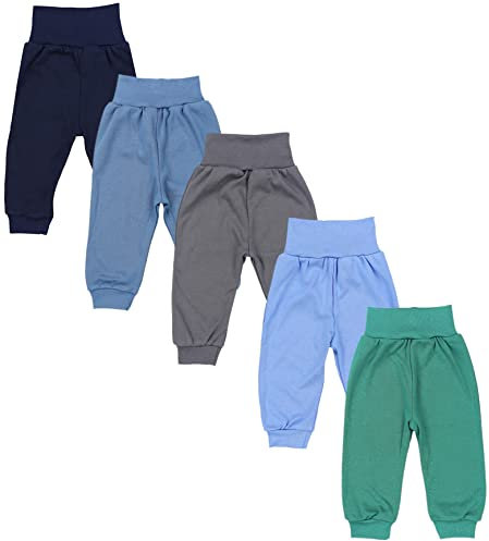 TupTam Pumphose Baby 5er Pack Unisex - Bequeme Baby Hose für Jungen und Mädchen aus Oeko-Tex Baumwolle, Farbe: Dunkelgrün Jeans Blau Dunkelblau Graphite, Größe: 104