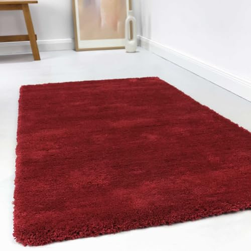 Wecon Home relaxx getufteter Hochflorteppich, 80 x 150 cm, rot | Kuschelig weicher Hochflor Teppich, bestens geeignet fürs Wohnzimmer, Schlafzimmer und Kinderzimmer