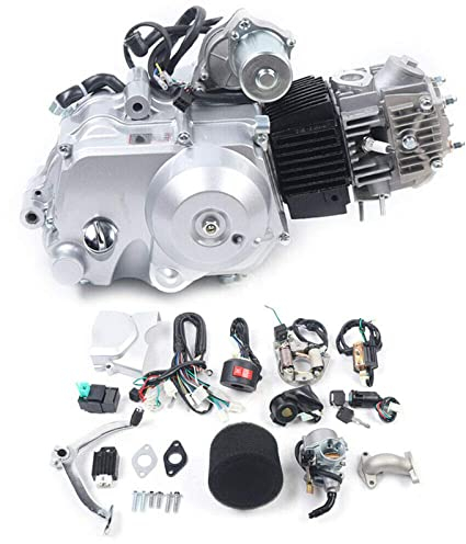 KOLHGNSE 125ccm 4-Takt Engine Motor, Halbautomatischer Motor 4-Gang mit Rückwärtsgang für Go Kart Atv Quad Buggy