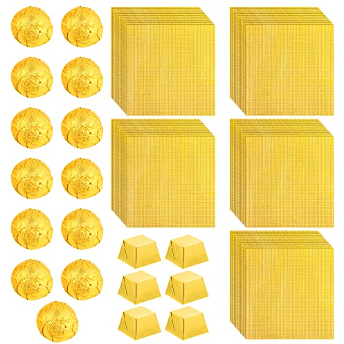 Prasacco 300 Stück Folie Papier Wrapper, Goldfolie Papier Schokoladen Verpackung Papier Geschenkpapier aus Aluminiumfolie Bonbonpapier für DIY Süßigkeiten und Schokoladenverpackung (8x8cm)