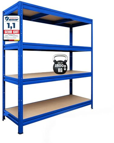 Floordirekt Weitspannregal - Schwerlastregal - Lagerregal - Kellerregal - Steckregal - Traglast bis 1500 kg (177 x 200 x 60 cm, Blau)