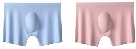 Faringoto Culotte pour homme en soie glacée sans couture - Couleur unie - Ultra fine, Bleu ciel + rose, S