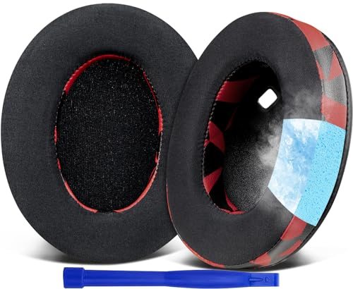 SOULWIT Cooling-Gel Earpads Replacement for Sony WH-1000XM4 (WH1000XM4) Headphones, Ear Pads Cushions with High-Density Noise Isolation Foam, Added Thickness, Without Affecting Sensor - Red Storm