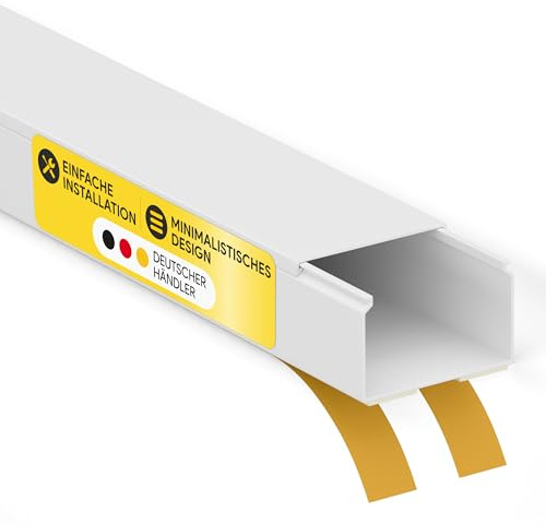 Kabelkanal aus hochwertigem PVC weiß Selbstklebend 2m - 1 Stück - 40x25mm