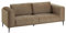 CARO-Möbel Sofa Magna Samt in Mocca, Dreisitzer gepolstert mit 2 großen Rückenkissen, Couch mit Stoff überzogen, Wohnzimmercouch im skandinavischen schlichten Design