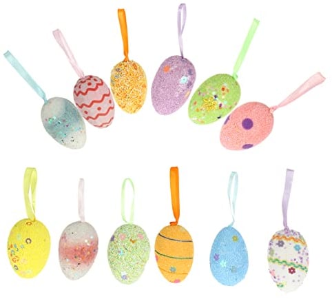Cabilock 12 Stück Ostereier-Anhänger Frühlingsdekoration Für Zuhause Essen Geschenk Ostereier Zum Bemalen Dekorative Ostereier Osterdekorationen Eier Osterparty Hängeei