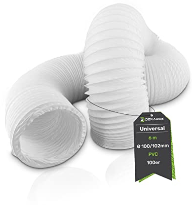DEKAROX Tuyau d'évacuation d'air en PVC flexible de 6 m de diamètre 100/102 mm pour climatisation, sèche-linge, hotte aspirante