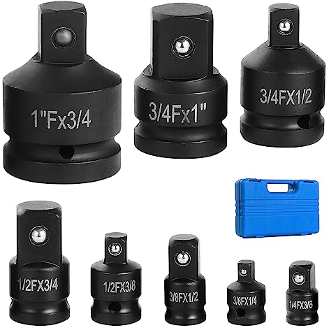 WiMas 8PCS Impact Socket Adapter Reducer, Impact Socket Adapter Set, Impact Convertor Adapter Set Brake Square Head Adapter für Breaker Bar Knarren, Schraubenschlüssel