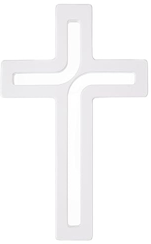Drewniane Krzyże Hängendes Kreuz aus Buchenholz Modern Wandkreuz Kruzifix Glatte Oberfläche Hängend Holzkreuz (Weiß, 25x16x1,6cm)