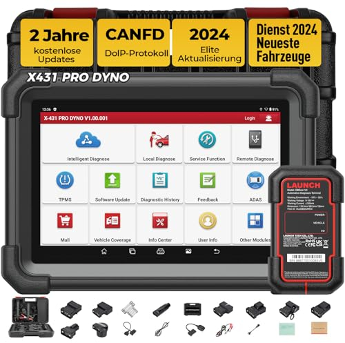 LAUNCH X431 PRO Dyno OBD2 Diagnosegerät: 2024 Neu X431-Scanner mit ECU-Codierung 38+ Dienste Bi-direktionale Steuerung OEM Alle-System-Diagnose Scan Tool, AutoAuth für FCA SGW, 2 Jahre Gratis-Update