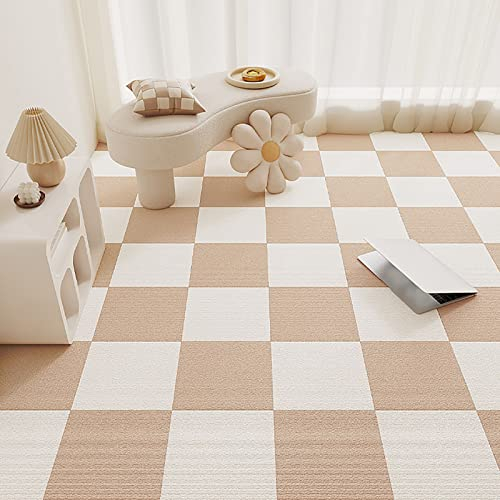 Teppichfliesen Scene Nahtlose selbstklebende Teppichfliesen, weiche Teppichbodenfliesen zum Abziehen und Aufkleben, 50 x 50 cm spleißbare und verschleißfeste quadratische Bodenmatte, Nachttisch- und