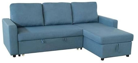 SHIITO | Modelo Play - Sofá 3 Plazas con Chaiselongue y Arcón | Máximo Relax y Confort | 230 x 84 x 96 cm - Color Azul