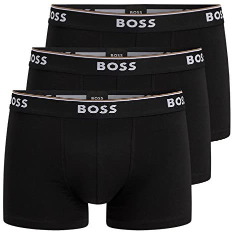 BOSS 3er Pack Herren Power Boxer Trunks Boxershorts Unterhosen Cotton Stretch, Farbe:Schwarz, Wäschegröße:M, Artikel:-001 Black