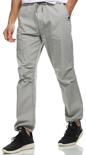 Indicode Herren INPaulino Stoffhose aus 98% Baumwolle | Herrenhose Freizeithose für Männer Lt Grey, XL