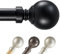 Deconovo 25mm Durchmesser Gardinenstange Edelstahl Vorhangstange mit Halterung Ausziehbar Wohnzimmer Wandmontage für Scheibengardinen, 122-214 cm, Schwarz, 1 Stück