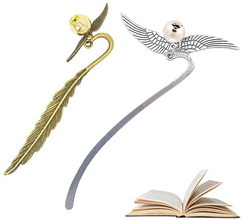 YIZWINS Lot De 2 Marque-Pages Harry, Marque-Pages Harry En Métal, Marque-pages Vif D'or, Marque-Pages, Marque-pages Personnalisés, Cadeaux Pour Vers De Bibliothèque/Femmes/Adolescentes/Filles