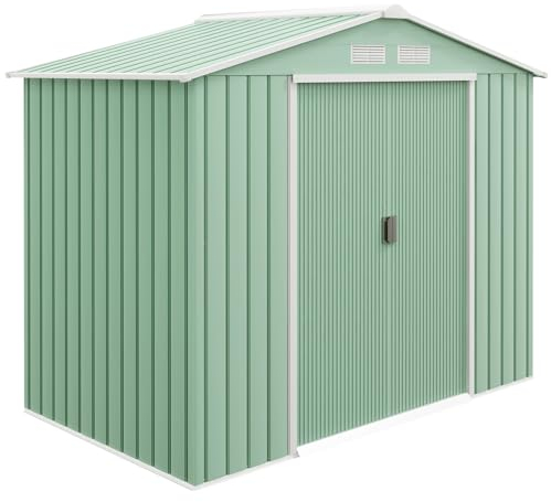 Outsunny Abri de Jardin 2,5 m² - Remise pour Outils avec Fondation - cabanon Porte verrouillable - dim. 213L x 130l x 185H cm - tôle d'acier Vert Clair