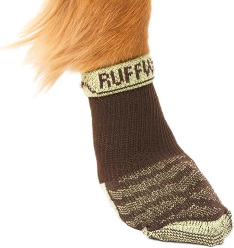 RUFFWEAR Bark'n Boot Socken für Hunde, mittelgroße Hundesocken für unter Hundeschuhen und Hundestiefeln, Set mit 4 bequemen, schnell trocknenden und verstärkten Hundesocken, Größe M, Erdbraun