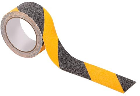 MIVOS Ruban de signalisation rayé Noir-Jaune 50mm x 5m - Ruban de signalisation Autocollant pour Le marquage au Sol et de sécurité - Ruban de marquage adhésif - antidérapant