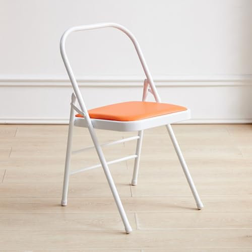 ZYXQQJ Yoga Stuhl Hilfsstuhl Mit Rückenlehne, Yoga Faltstuhl Für Zuhause, Klappstuhl Für Iyengar Yoga, Yoga-Requisiten-Trainingsstuhl(Orange)