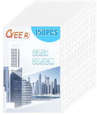 CYEER 150 Stück Prospekthüllen A4, 0,08MM Prospekthüllen A4 Extra Stark, Glassichtshüllen Din A4, Klarsichthüllen A4 Stabil, Klarsichtfolien a4 Glasklar, Klarsichtfolien A4 Stabil