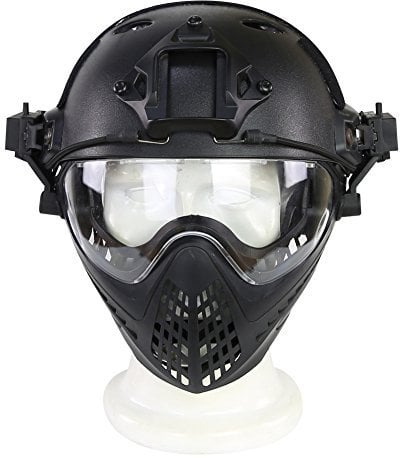 ANSNOW Militärischer Schutzhelm Für Airsoft-Paintball Im Armee-Kampf Mite, Schutzbrille, Taktischer Sicherheitshelm/Bk