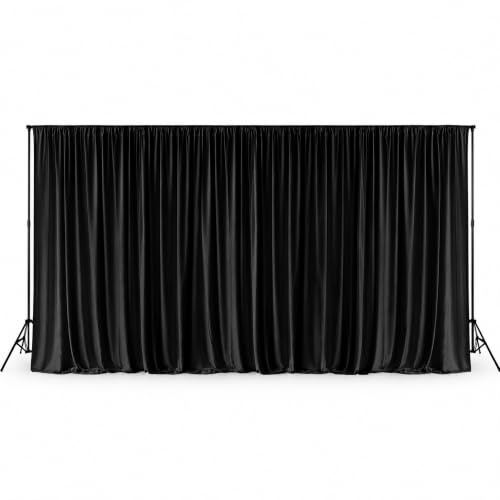 WedDecor 3x6m Black Spandex Backdrop Wrinkle Free Photo Booth Backdground | Smooth Pleated Curtain With Rod Pocket, Washable Fabric Photo Background for Weddings, Parties, Events & Stage Decorations