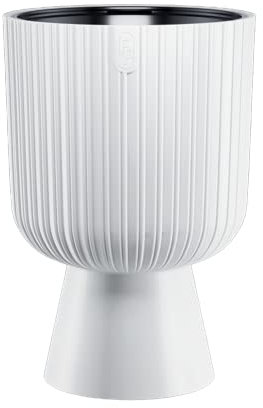 DIKEL Grand pot de fleurs - Diamètre : 39 cm - Hauteur : 58 cm - Avec structure cannelée et pied stable - Cache-pot au look moderne - Pot de fleurs idéal pour la décoration intérieure et extérieure -