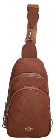 Charm London - Umhängetasche Damen Elegant Lederoptik - Schwarz | Schultertasche mit 3 Reißverschlussfächern, Verstellbarer & Abnehmbarer Schultergurt, Alltag Reise Business