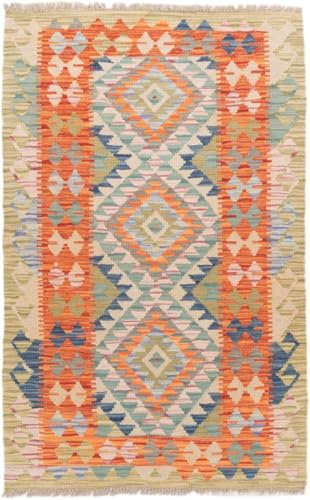 Nain Trading Kelim Afghan 77x122 Handgewebt Orientteppich Teppich Wolle