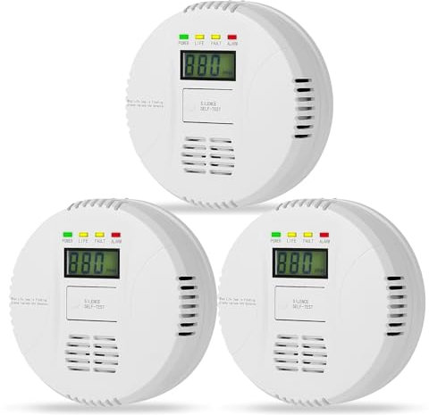 3 Packs Carbon Monoxide Detectors, AGSMXSYG Carbon Monoxide Alarm Battery Powered with Digital Display, CO Detector Alarms Monitor Battery Operated for Home,RV & Kitchen