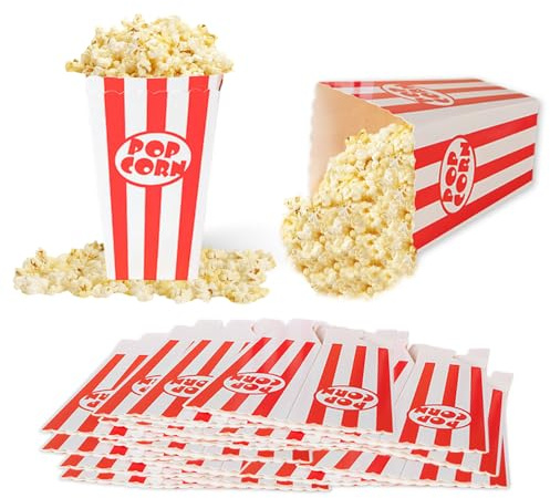 YZROHYI 30 Pcs Popcornschachtel Klein,Popcorntüten Gestreift,Popcorn Boxen,Popcornbecher Papier,Popcornmaschine Zubehör,SüßIgkeiten Behälter Pappe,Candy Tüten Papier für Snacks Geschenk-7x 5x 11.5 cm