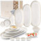 SÄNGER | Servierplatten Korfu 11 tlg, Schalen & Teller Set, Geschirrset Steingut inkl. Servierplatten & Dip Schalen, Servierset Spülmaschinenfest Creme mit sandiger Maserung| PREMIUM COLLECTION
