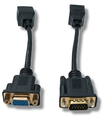 SYSTEM-S Ethernet VGA Over IP Konverter 2X 15 cm VGA zu LAN RJ45 Buchse 20m Reichweite