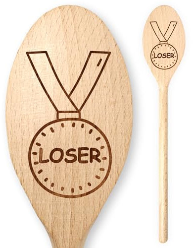 Loser Medal Award Wooden Spoon Pub Quiz Sports Day Last Place Golf Ruby Football Darts Competition Night Loser Game Booby Prize Trophy Medal Family Quizzes Funny Trivia Night Office Contests Quiz Team