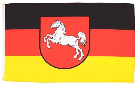 AZ FLAG Niedersachsen-Flagge, 90 x 60 cm, Deutschland, 100% Polyester, mit integrierten Metallösen, 2 Stück