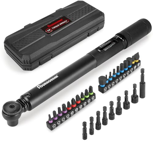 FOURROBBER 1/4 Clé Dynamométrique 2-20NM de Precision avec 20 Pièces | Embouts H,SL,T,PH,PZ Bit pour vélo