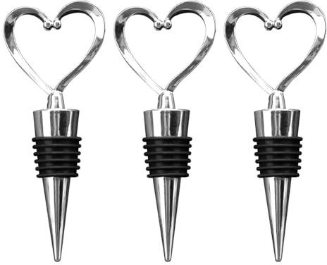3 Pcs Wine Bottle Stoppers, Heart-Shaped Reusable Bottle Sealer, Airtight Bottle Stoppers for Wine, Champagne, Prosecco & Beer, Bar Kitchen Accessories