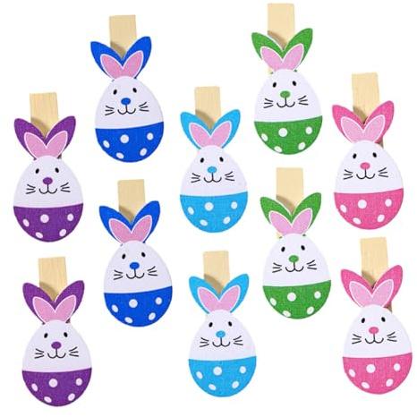 SEWACC 30 Stück Holz Fotoclips mit Osterhasen Motiv Kleiner Fotoklammern für Dekoration und Basteln Sichere Holzclips für Fotos und Osterdeko Zufällige Farbe Zufällige Farbe
