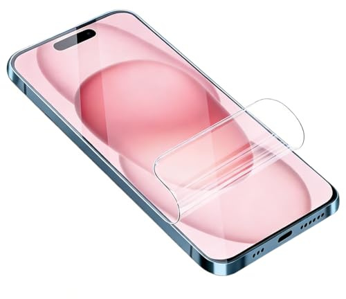 Negugew 2 Stück Displayschutzfolie für iPhone 15 (6.1 Zoll), Ultra-Klar Hydrogel Folie aus Weichem TPU Berührungsempfindlich