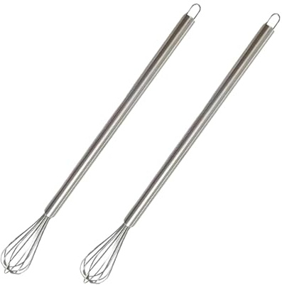 2pcs Batidores Manuales Pequeños de Acero Inoxidable, Mini Batidor para Tazas y Recipientes, 23cm Batidora Manual para Espumar Leche, Montar Nata y Mezclar Ingredientes de Cocina