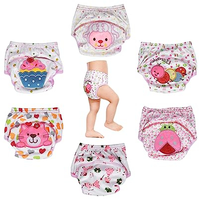 HaimoBurg 6er Pack Wasserdicht Baby Lernwindel Trainerhosen Unterwäsche Windeln Windelhose zum Toilettentraining Töpfchentraining (100, Rosa)