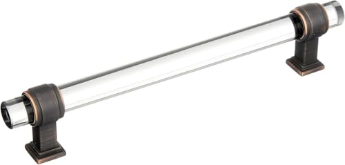 Amerock | Cabinet Pull | Clear/Oil-Rubbed Bronze | 6-5/16 inch (160 mm) Center to Center | Glacio | 1 Pack | Drawer Pull | Drawer Handle | Cabinet Hardware