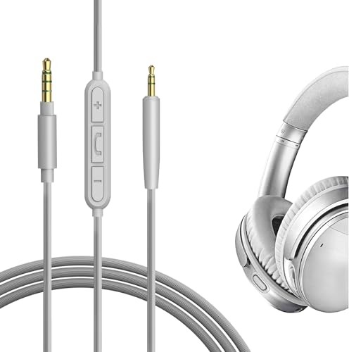 GEEKRIA QuickFit Audio Kabel Kompatibel mit Bose QC 45, QC 35 Series II, QC 25, 700 ANC Kopfhörer, 2.5mm AUX Ersatz-Stereokabel für Kopfhörer mit Inline-Mikrofon und Lautstärkeregler (1.2m)